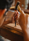 Woodworker creating a precise joint in hardwood