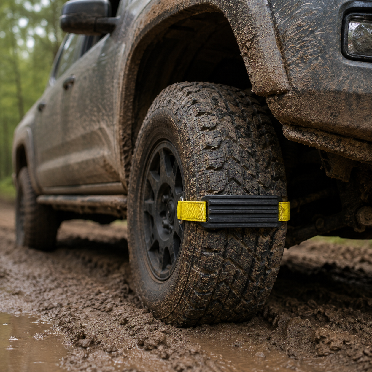 TractionHero mounted to vehicle tire