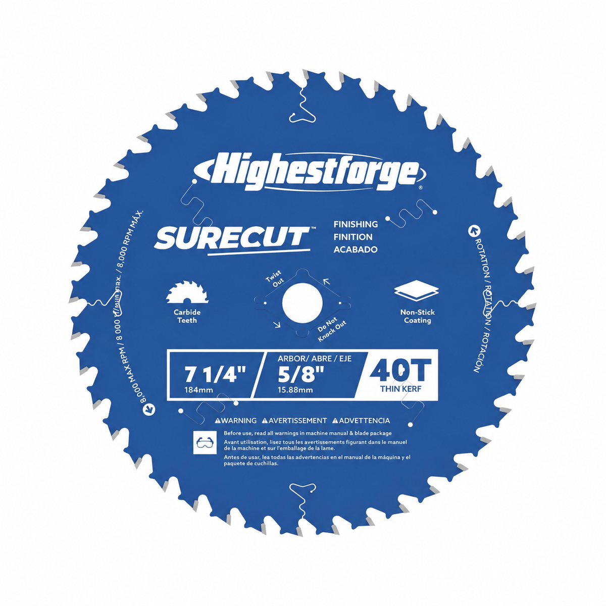 Highestforge® 7 1/4" SureCut™ Finishing 40-Tooth Saw Blade